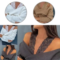 soft simple long sleeve v neck sweater pullover lace strap women knitwear thicken streetwear
