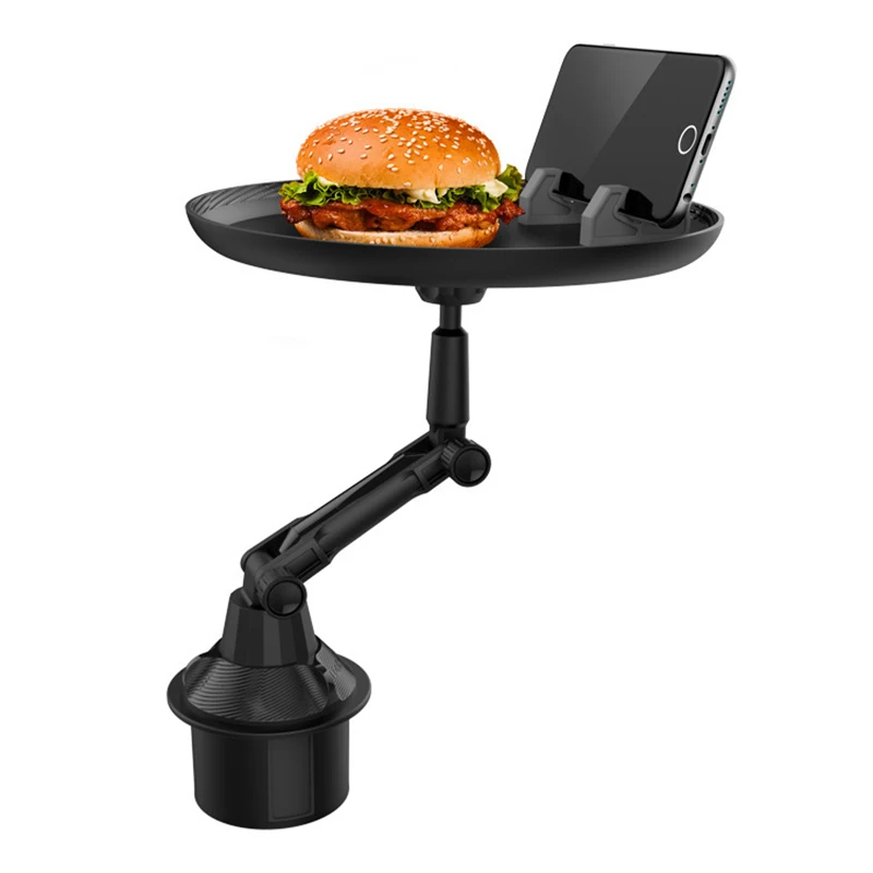 

Mayitr 1pc Car Small Dining Table Black Short / Long Style Adjustable 360 Swivel Arm Food Table For Auto Beverage Food Tray