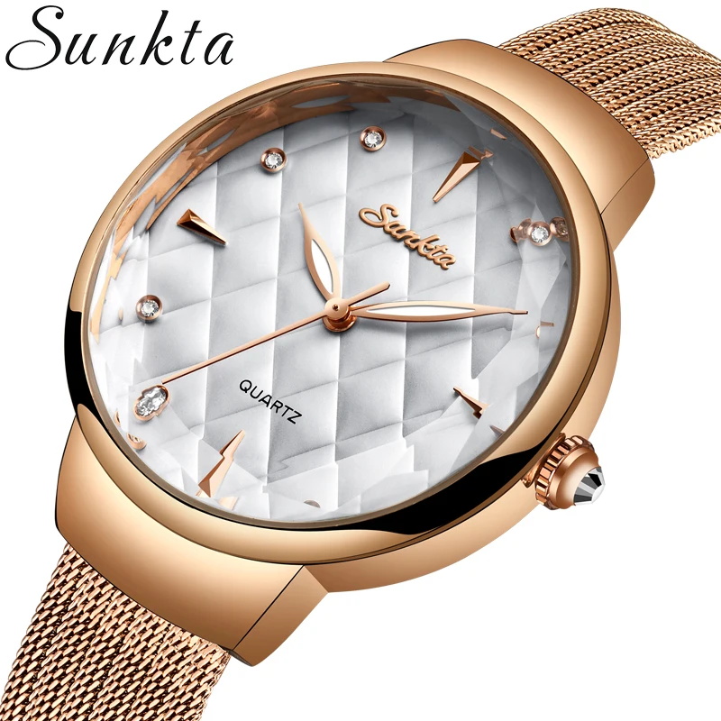 SUNKTA модные женские часы тонкие золотые браслет Reloj Mujer 2019 Новые водонепроницаемые