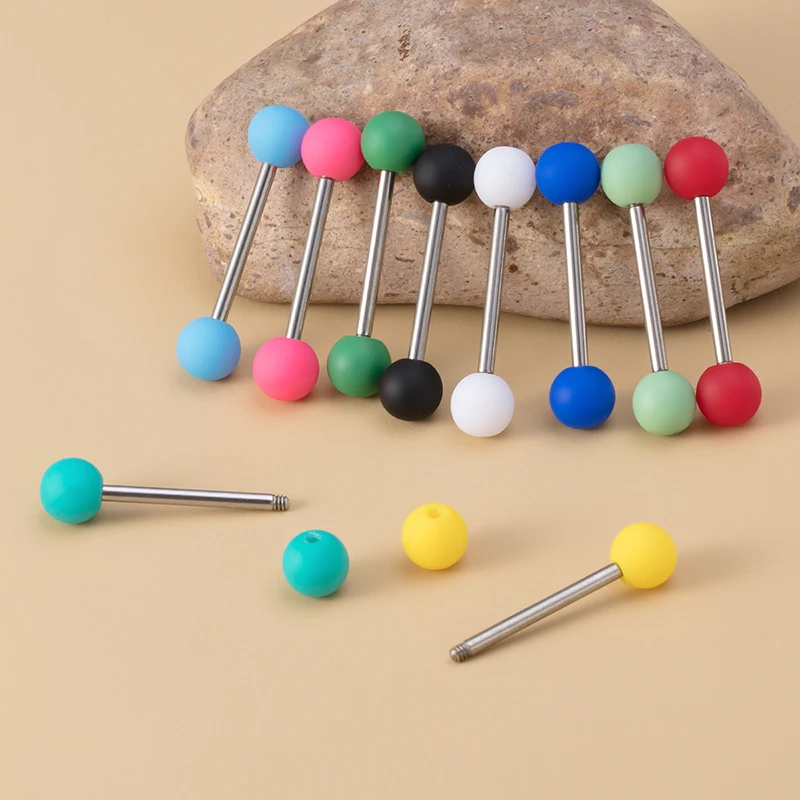 

10PCS Colorful Tongue Piercing Acrylic Ball Tongue Ring Bar Barbell Stainless Steel Nipple Rings Sexy Piercings Body Jewelry 14G