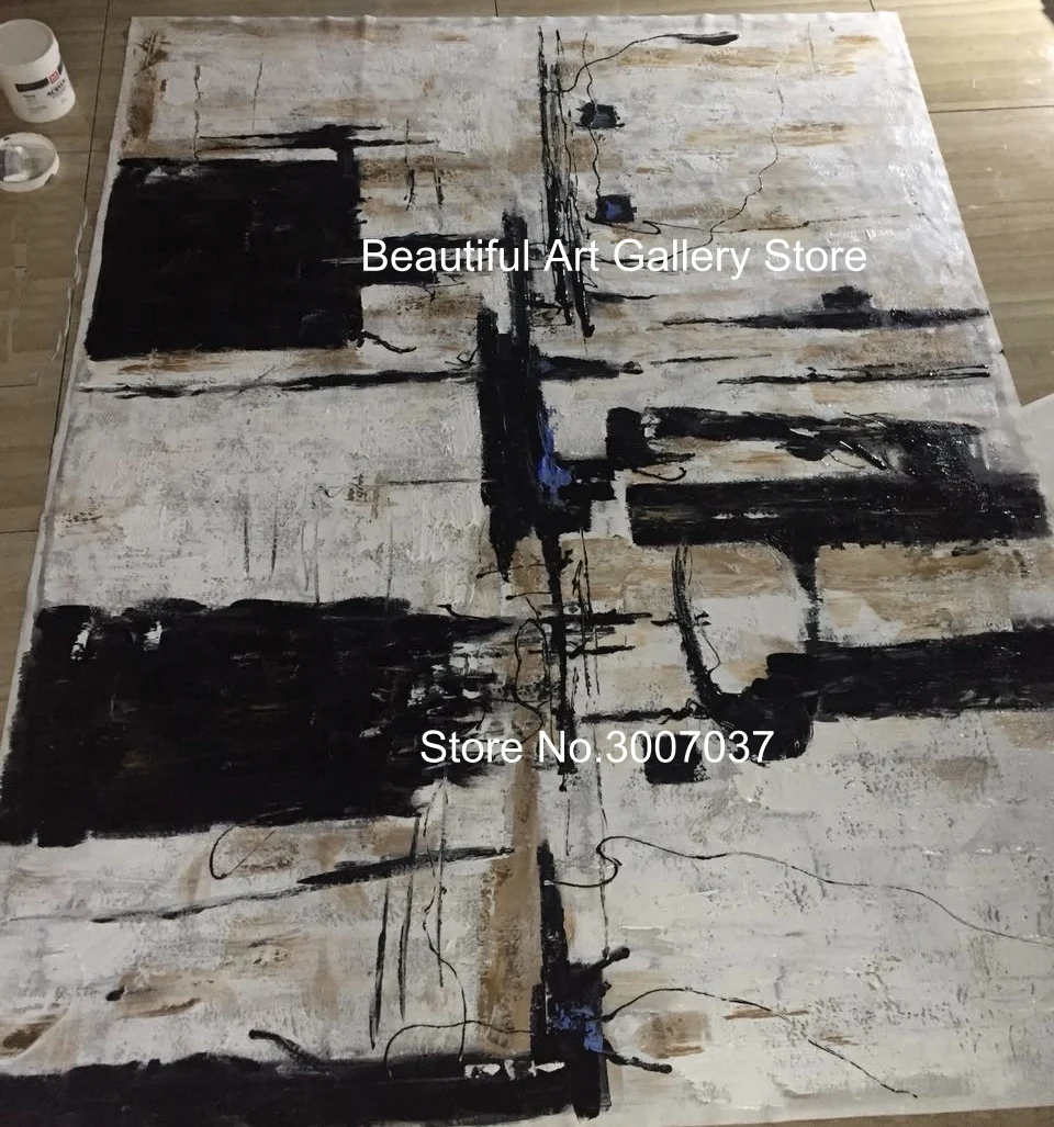Абстрактная Высококачественная картина маслом ручной работы черно белая