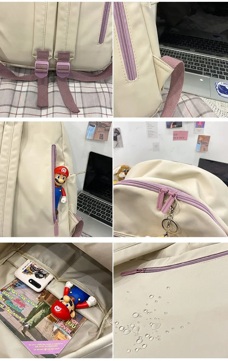 

Multifunctional Backpack Teenage Girl Travel Bag Female Small Schoolbag Badge Women Backpacks soft backepack with soft handle