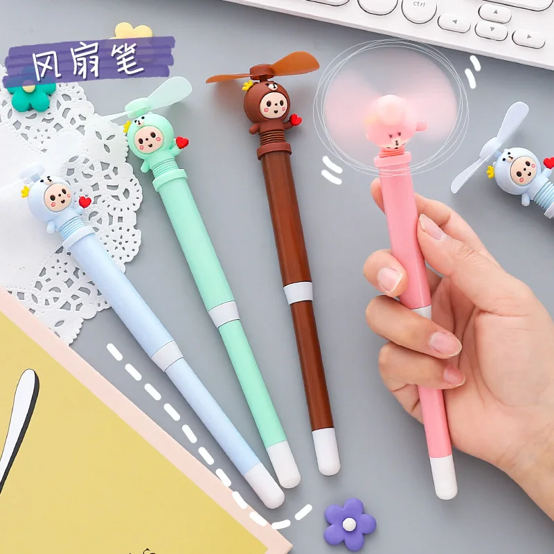 

8 pcs/lot Funny Electric Fan Gel Pen Creative black ink Signature Pens School Office writing Supplies Promotional Gift