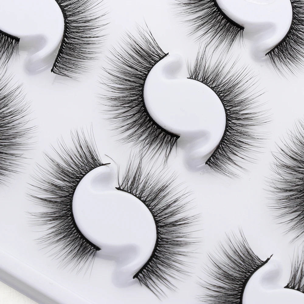 12 пар коротких натуральных объемных накладных ресниц ручной работы из норки