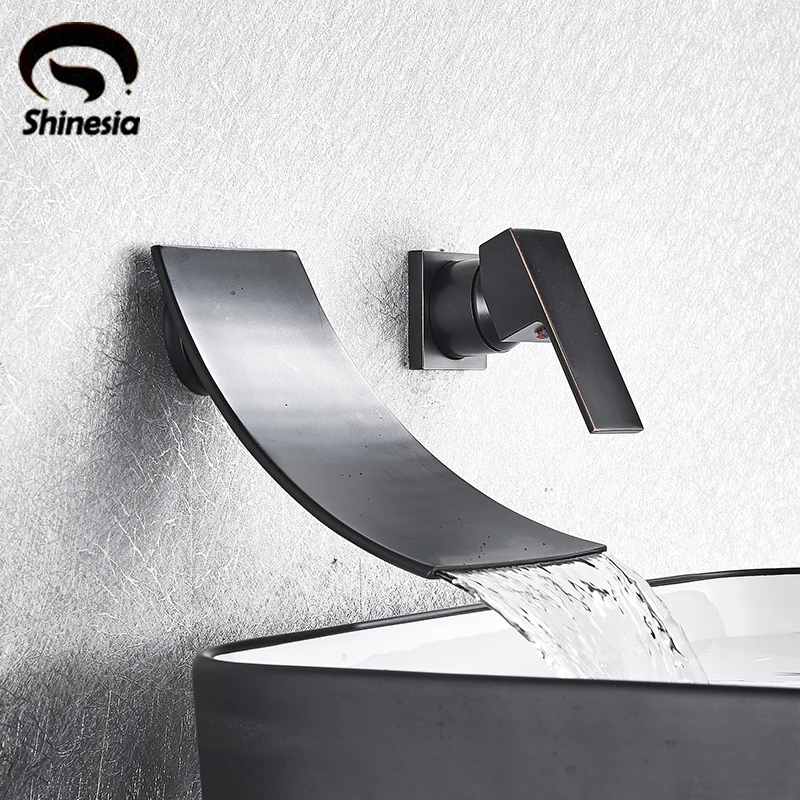 Модный настенный смеситель для раковины с водопадом хромированный/черный ванной