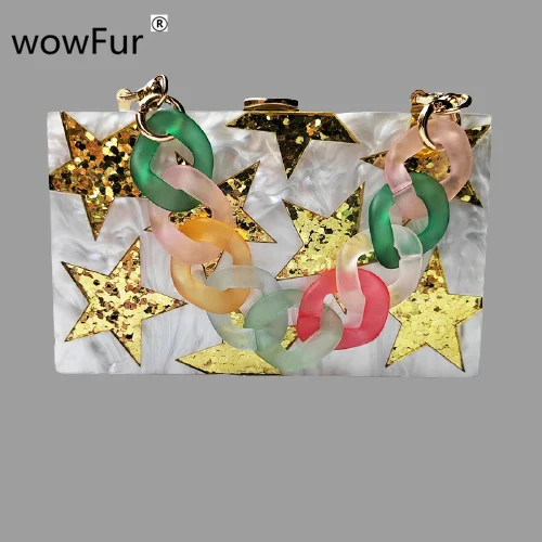 

Женская сумка в форме звезды из ПВХ, Небольшая повседневная сумка-мессенджер на плечо, Дамский кошелек, акриловые клатчи в коробке, кошелек