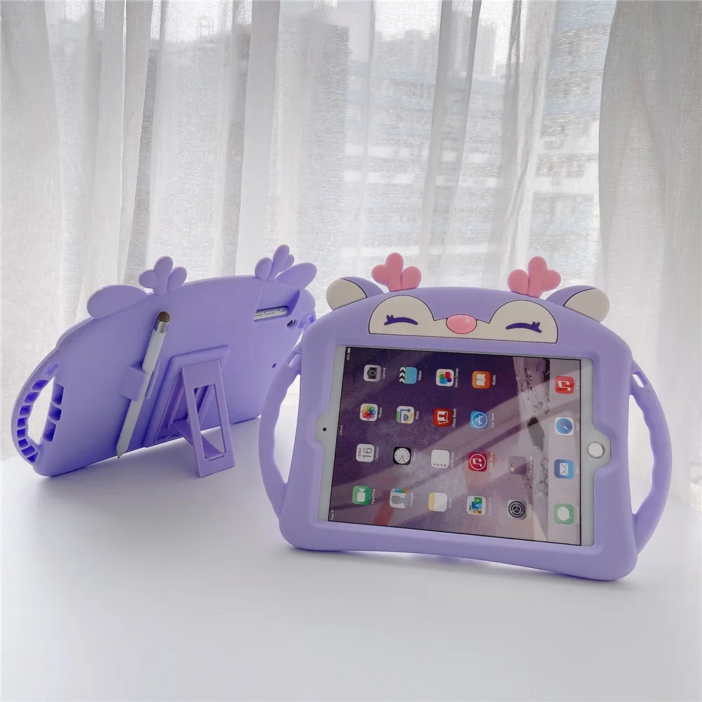 

Kids Case for iPad 10.2 2019 7th Gen Stand Cover Cartoon Silicone Case for iPad 9.7 2017 2018 Air 1 2 Pro 9.7-inch Funda Shell