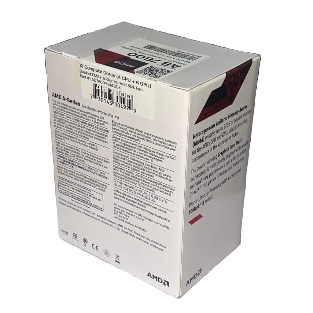 AMD A8-Series A8 7600 3 1 ГГц четырехъядерный AD7600YBI44JA/ AD760BYBI44JA разъем FM2 + микропроцессор в