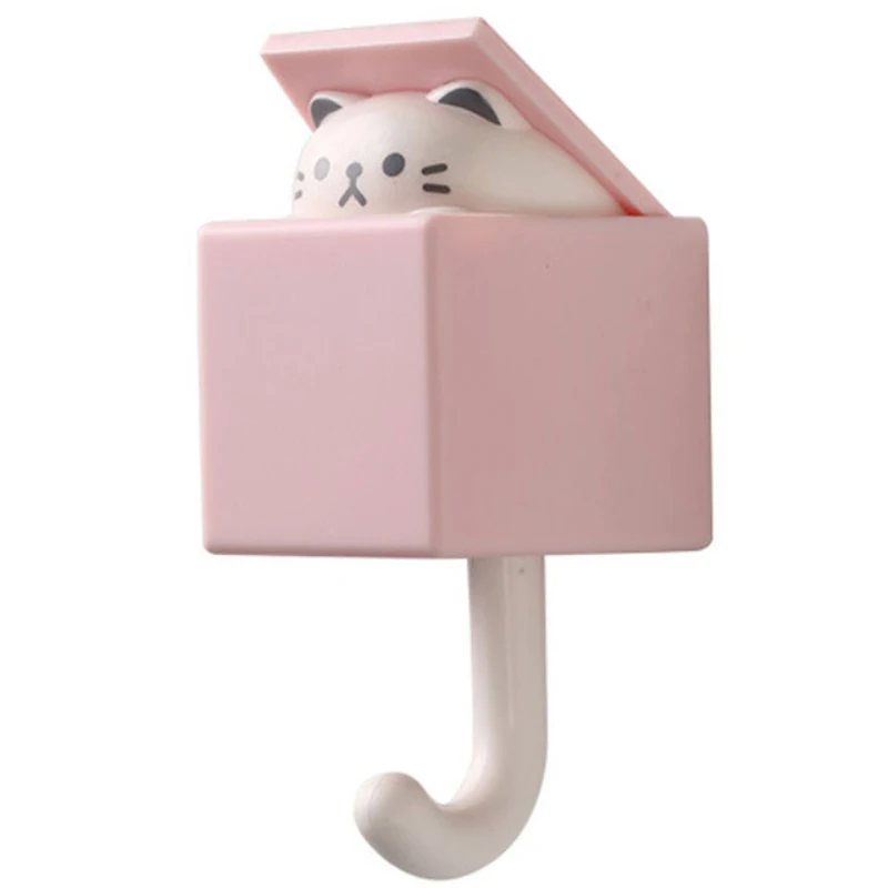 

1PC Cartoon Cute Cat Hook Self Adhesive Key Holder Wall Coat Rack Dormitory Bedroom Door Hangers Hooks Home Wall Decoration Rack