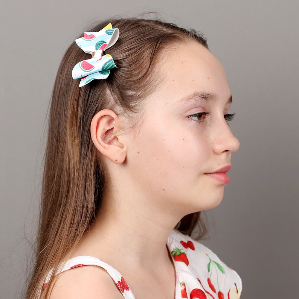 

CN 16 Pcs/lots 3" Glitter Unicorn Hair Clips For Girls Kids Cute Double Layers Cartoon Leather Hair Bows Hair Accessories