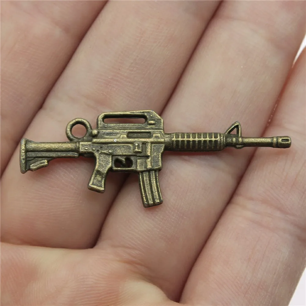 10 шт. 45x16 мм 2 цвета пистолет автомат подвеска шарм Штурмовая винтовка амулеты