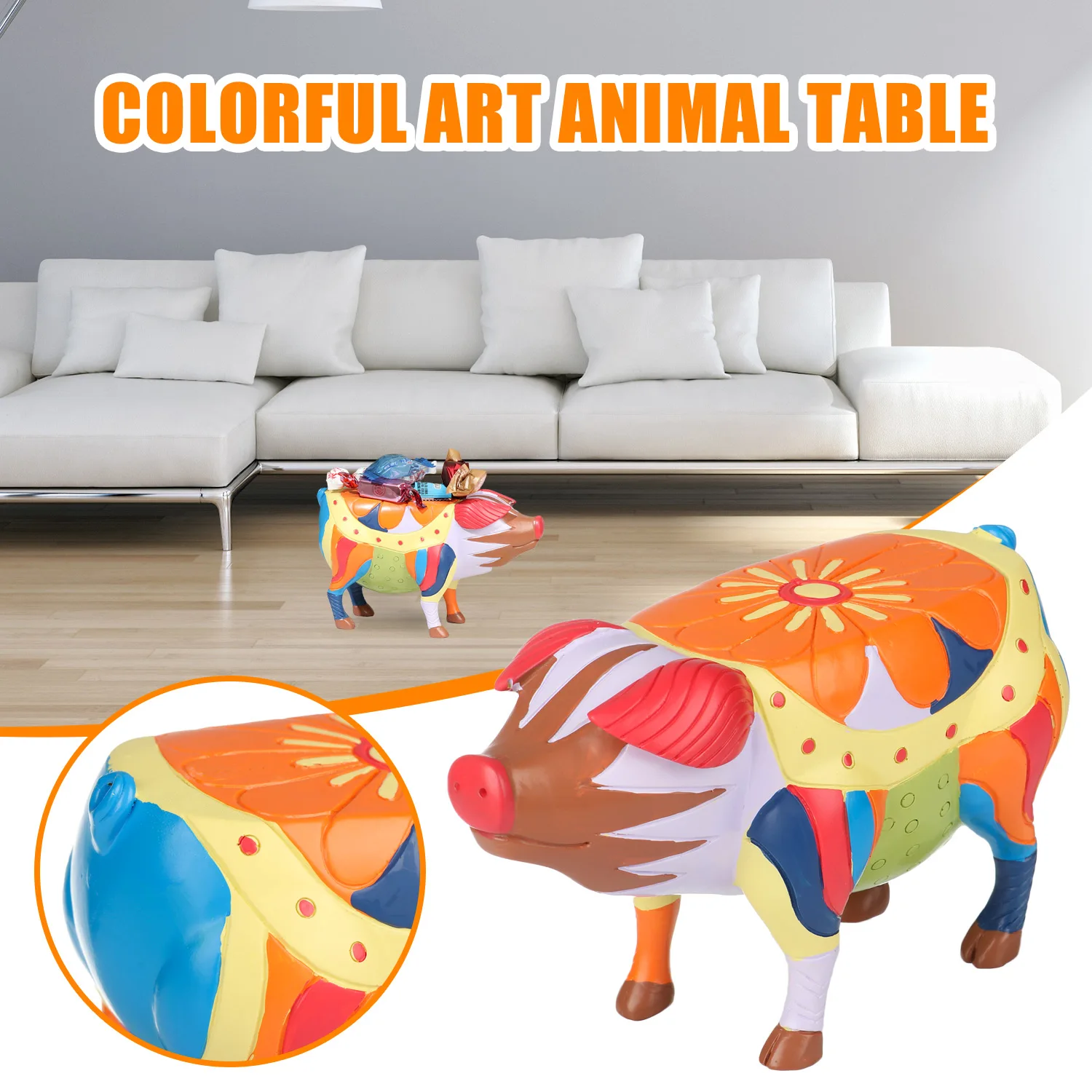 Красочные животные патио полимерный стол поросенок боковой фольклорное