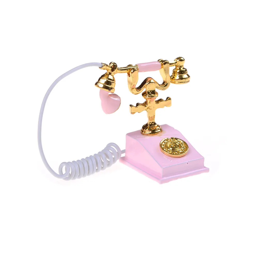 1/12 Dollhouse Miniature Metal Phone Telephone Classic Toys Pretend Play Doll House Furniture Decoration Gift Kid | Игрушки и хобби