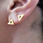 Женские Треугольные Серьги-гвоздики, ювелирное изделие из нержавеющей стали, геометрические маленькие серьги