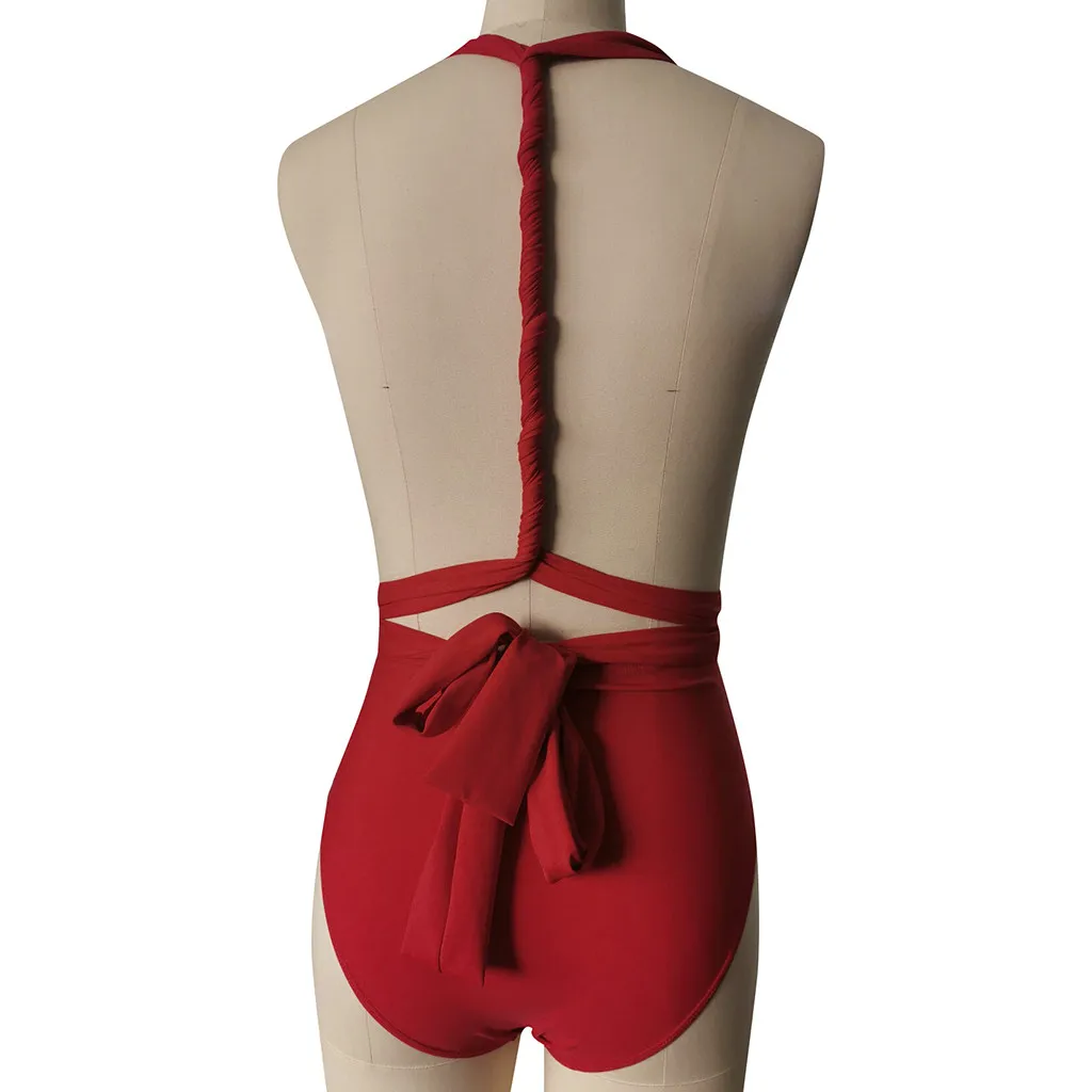 

Summer Sexy Swimwear Women One-piece Swimsuit Solid Women Monokini 2021 Deep V-neck Beach Bathing Suit Swimwear Ropa Mujer