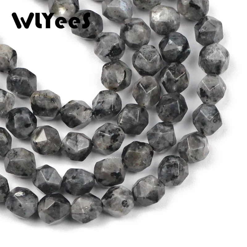 WLYeeS Большие Бриллиантовые бусины черный лабрадорит Larvikite каменные для