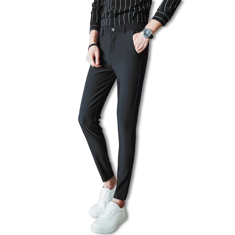 Мужские черные брюки зауженные темно синие мужские для формального костюма