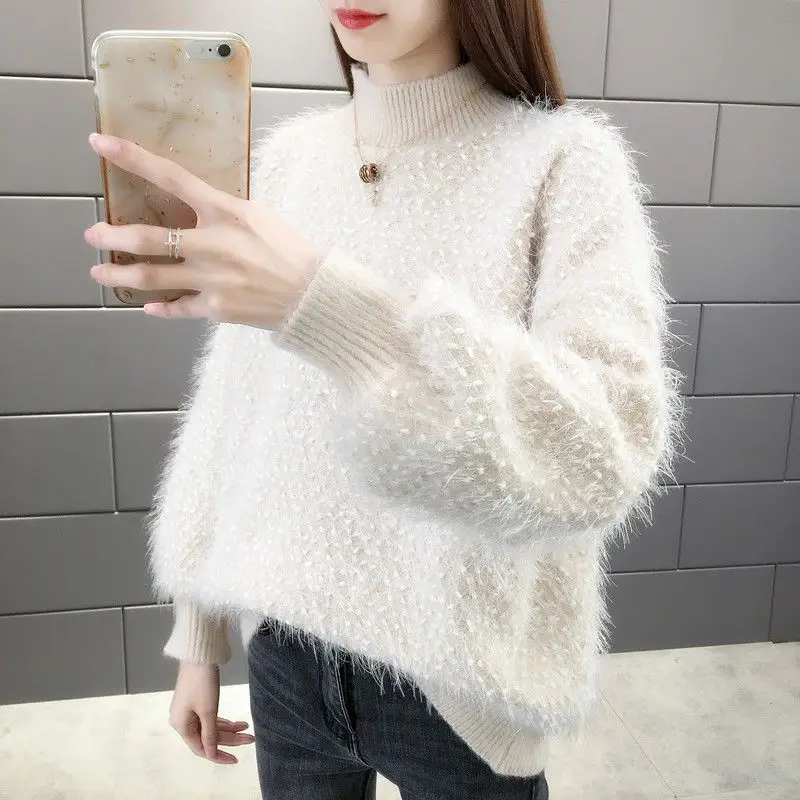 Зимний женский Повседневный теплый свитер с круглым вырезом женские шикарные