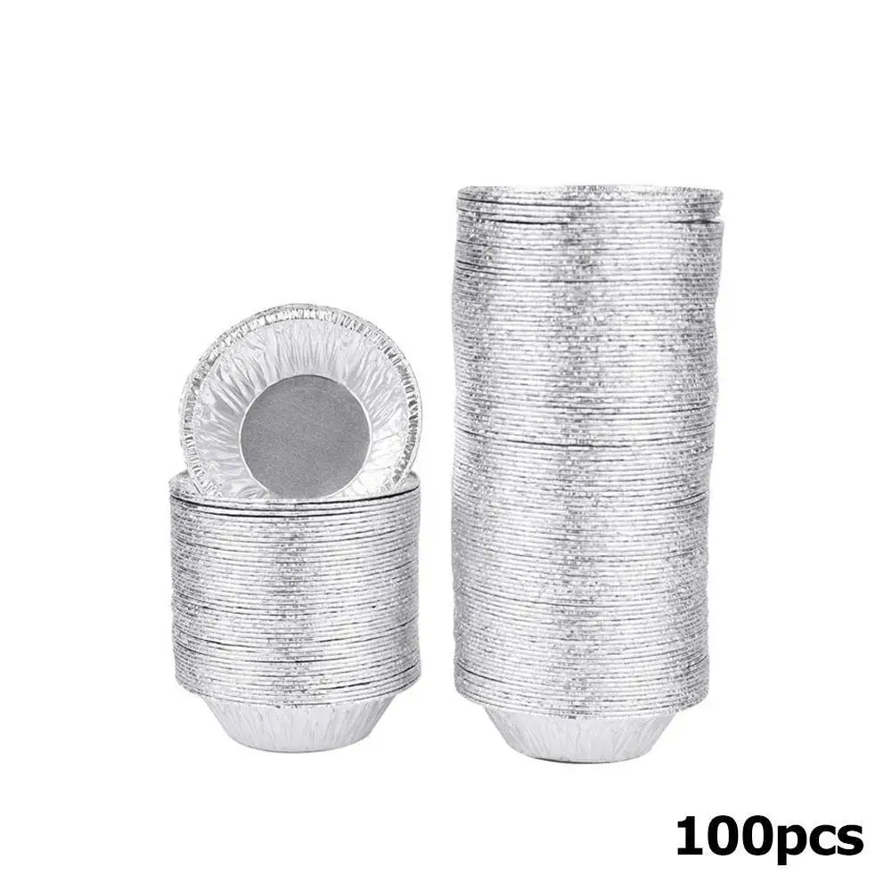 

100Pcs/set Aluminum Foil Egg Tart Pan Molds Mini Pot Pie Bake Case Tart Base Round Disposable Set Baking Cupcake Tray Plate