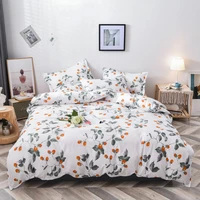 dimi 4pcs flat sheet pillowcase soft comfortable king queen bed set bedding set cute floral printed brushed quilt cover bed