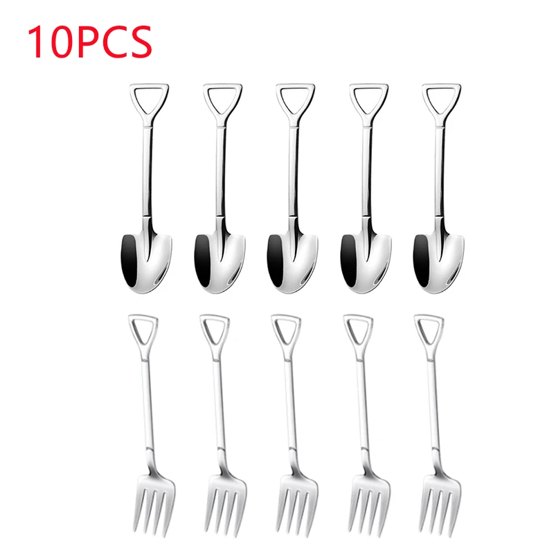 

10PCS Stainless Steel Coffee Spoon Watermelon Shovel Dessert Fork Spoon Ice Cream Spoon Teaspoon Stirring Spoon Christmas Gifts