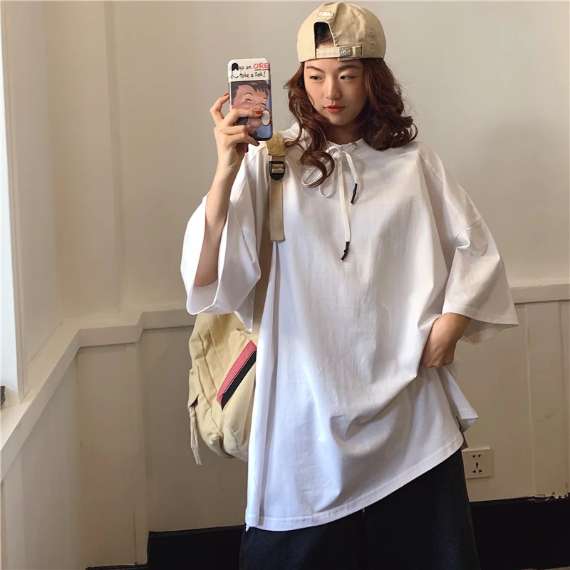 Футболка оверсайз Женская 2020 весна лето Харадзюку ulzzang vogue хип-хоп повседневная с