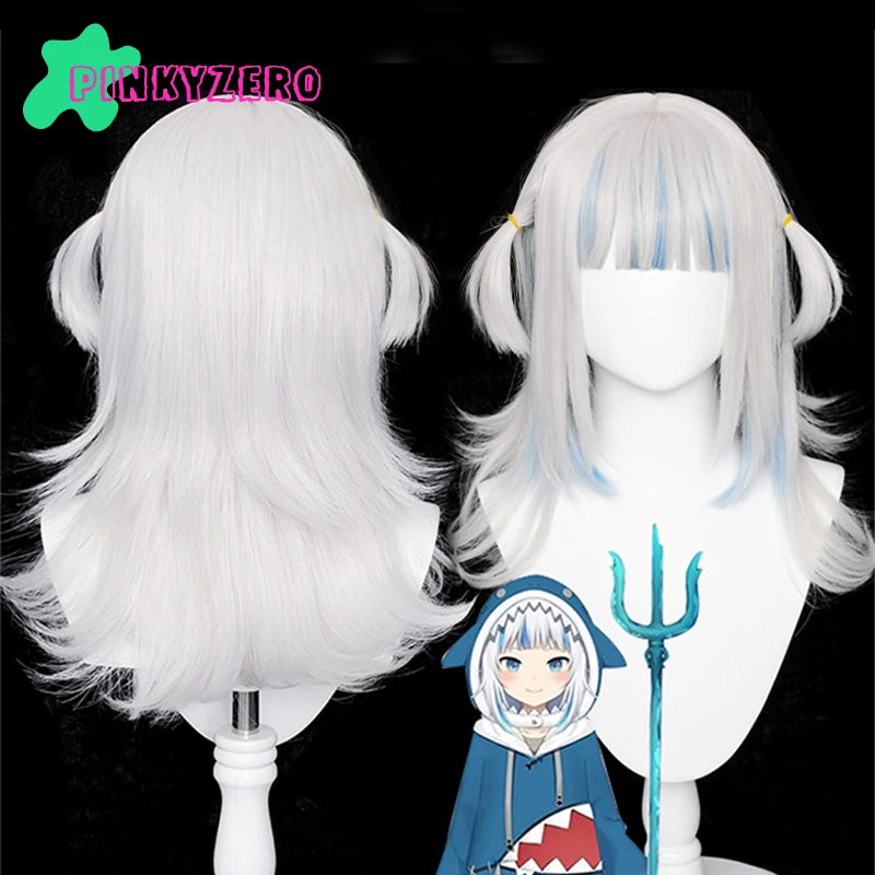 

Pinkyzero Cosplay Hololive Gawr Gura Wig Vtuber Long Straight Short Pigtails Heat Proof Hair Halloween Headwear