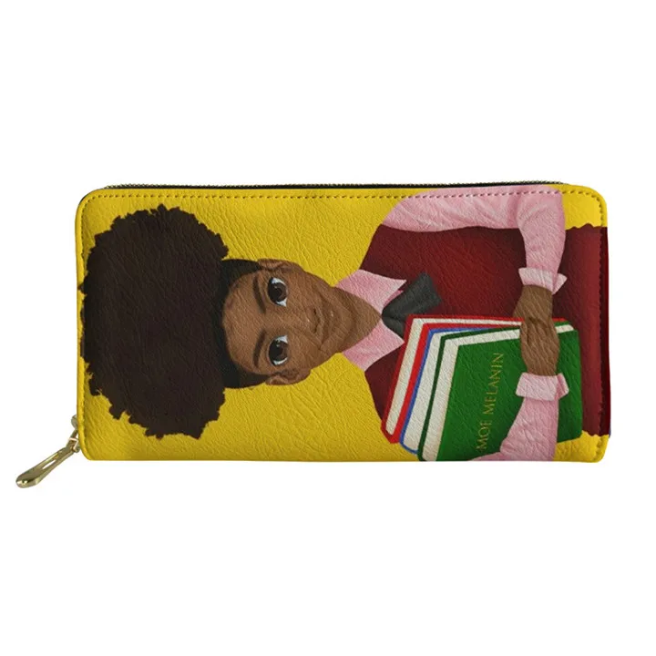 Nopersonality черные женские кожаные кошельки в Африканском и американском стиле Art Afro кошелек для девочек длинный женский держатель для кредитных карт Сумочка розовая - Цвет: Z5100Z21