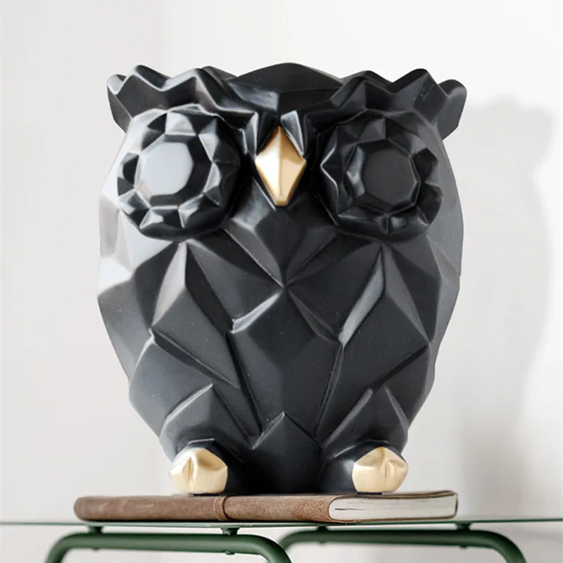 

CREATIVE CUTE OWLS ART SCULPTURE LOVELY GEOMETRIC OWLS STATUE CRAFTS HOME DECORATION ORN ANIMALS FIGURINE WEDDING GIFT WR20