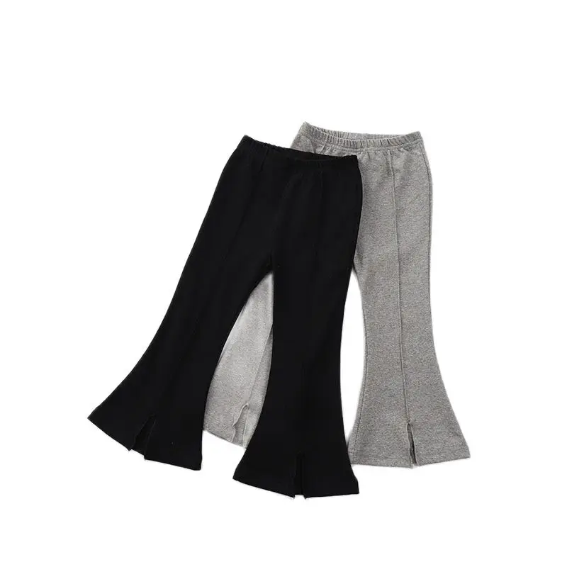 

Korean solid color girls trousers all-match casual children's cotton 2021 new girls split flared pants 4228 01