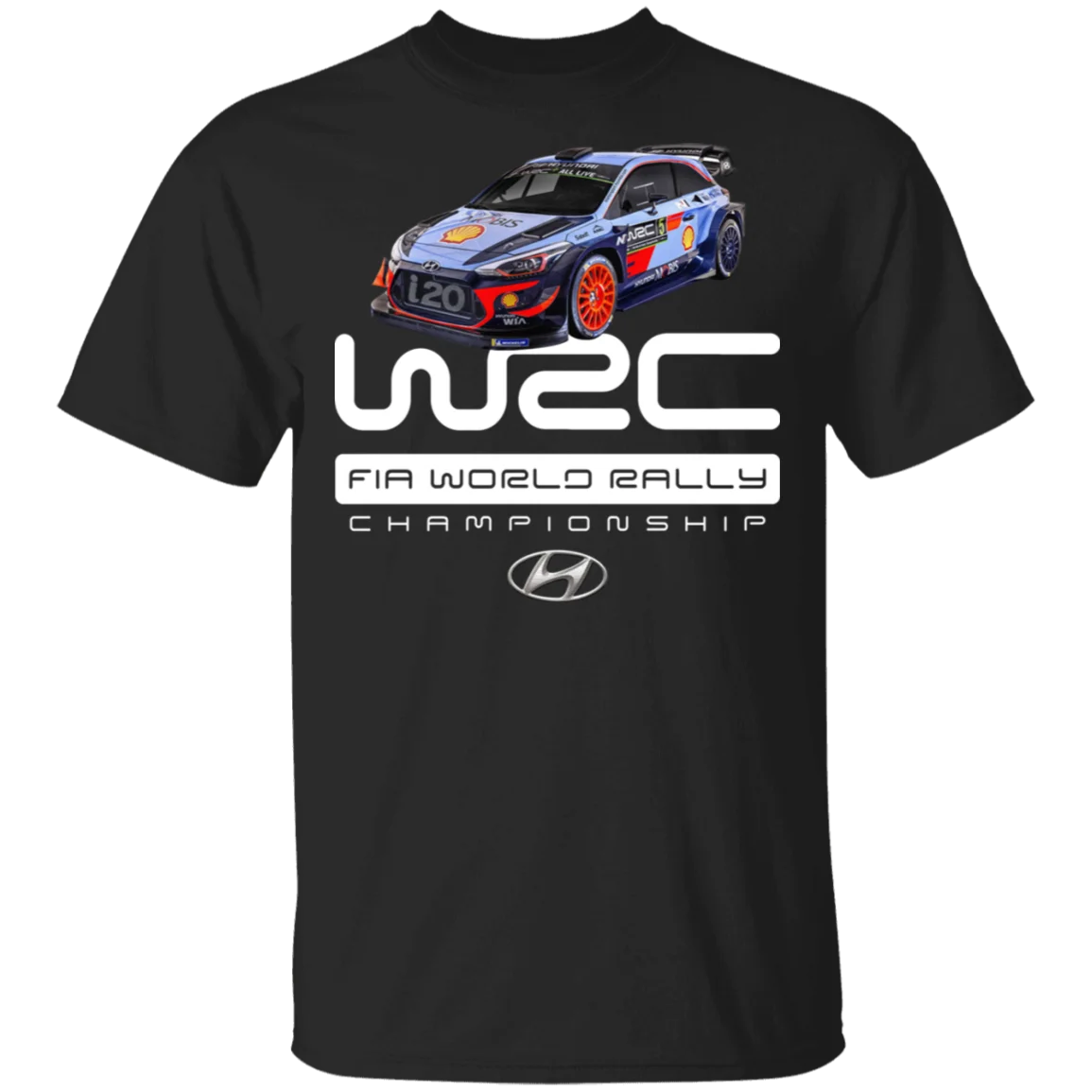 Hyundai Shell Mobis Wrt Wrc футболка Гонки 2019 Fia World Rally Чемпион черный для мужчин | Мужская