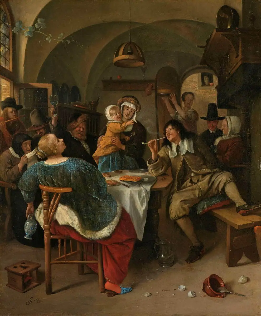 Jan Havicksz Steen семейная сцена жикле художественная пленка печать Шелковый постер