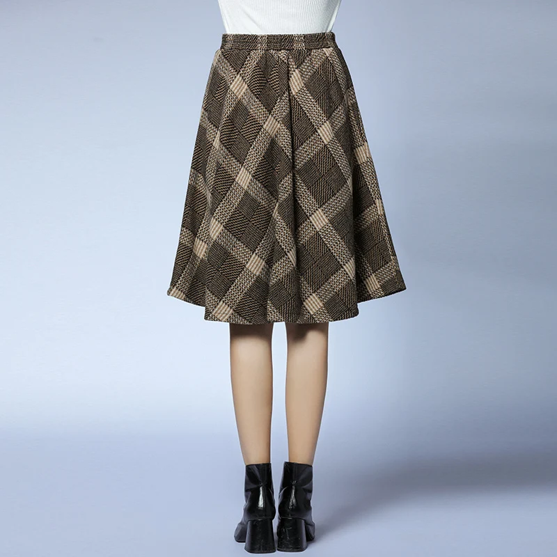 Женская шерстяная юбка в клетку EC.MS эластичная роскошная женская элегантная