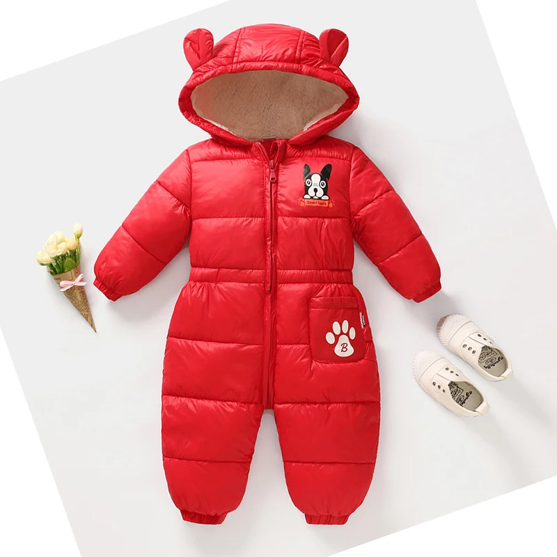 Зимнее пальто для новорожденных плотная теплая одежда с капюшоном малышей