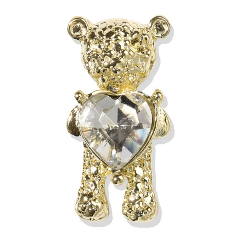 

Shiny Bear 3D Nail Art Decorations with Heart Luxury Rhinestone Manicure Tool DIY Accessories for Salon Home Use