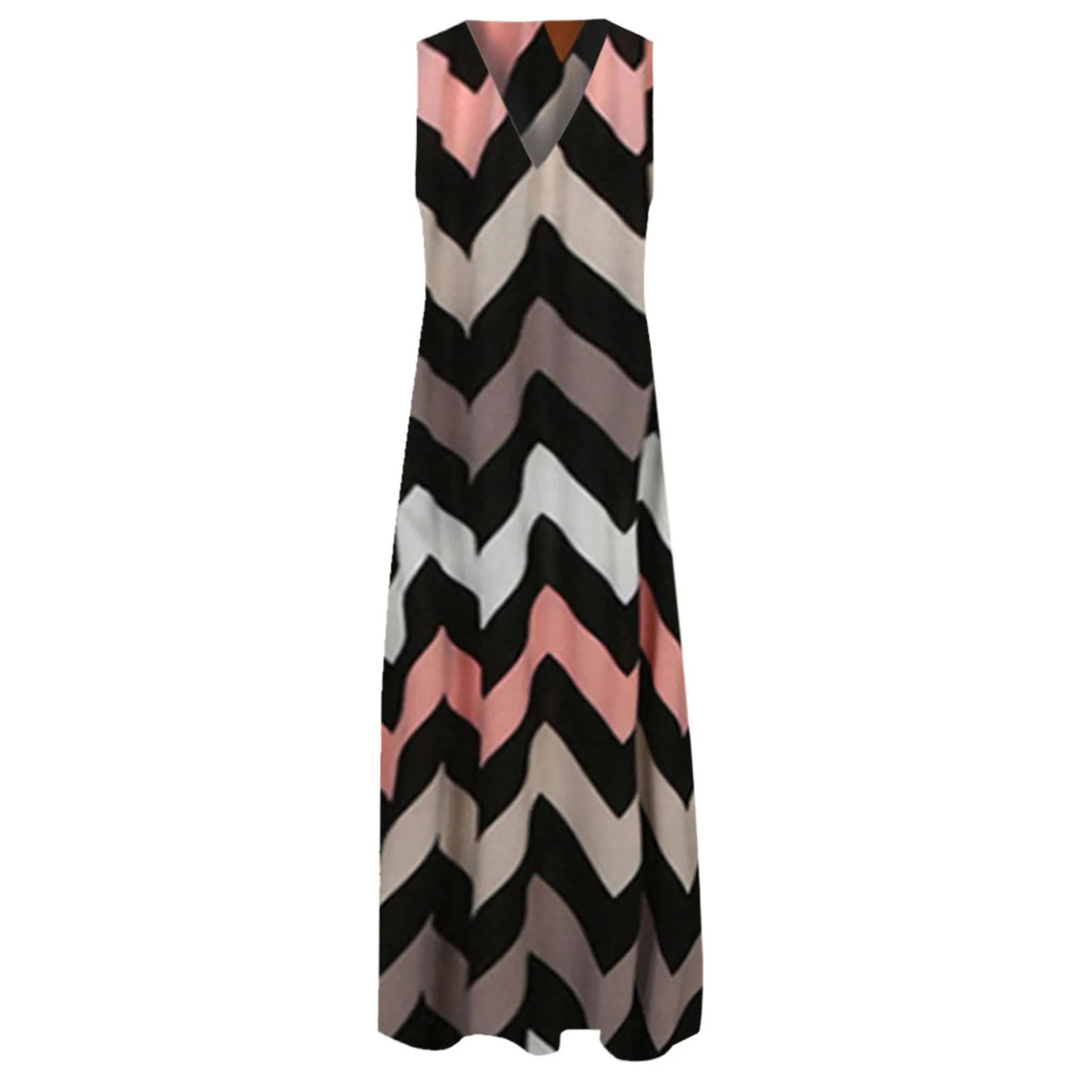 

40# Vintage Tank Dress Boho Pleated Sleeveless Robe Femme V-neck A-line Dress Elegant Big Swing Pockets Dresses For Women 2021