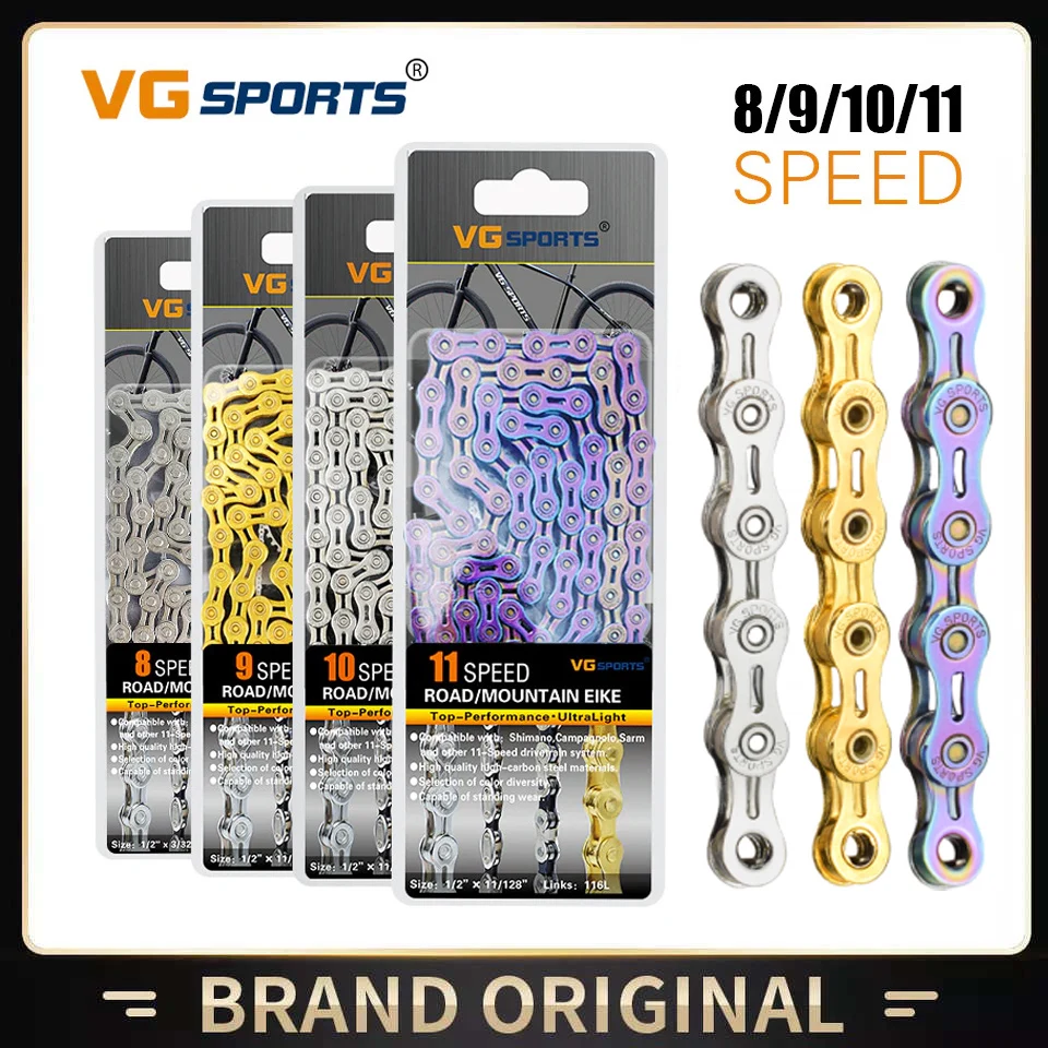 

VG Sports 8/9/10 Speed Bicycle Chain 116L Ultralight Half Full Hollow MTB Road Mountain Bike Chains Cycling Accessories