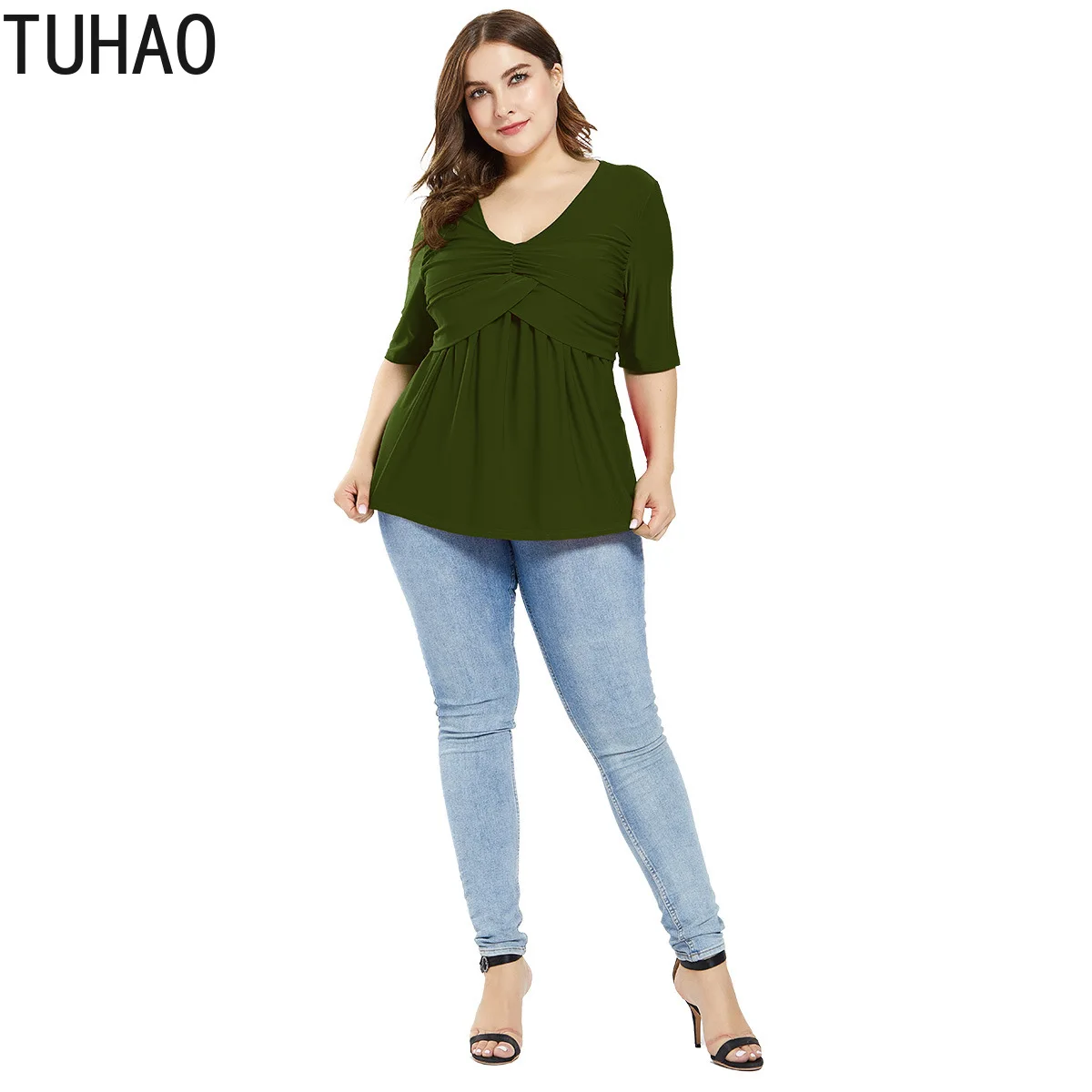 

TUHAO Women Casual Blouses Long Sleeve Ruffled Shirts Buttons Loose Work Blusas Femininas Tops Plus Size 6XL 5XL 4XL 3XL WM68