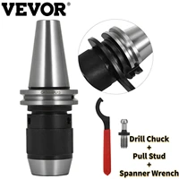 vevor cat40 apu13 100 drill chuck keyless collet chuck tool holder w pull stud spanner wrench for cnc lathe milling drill press