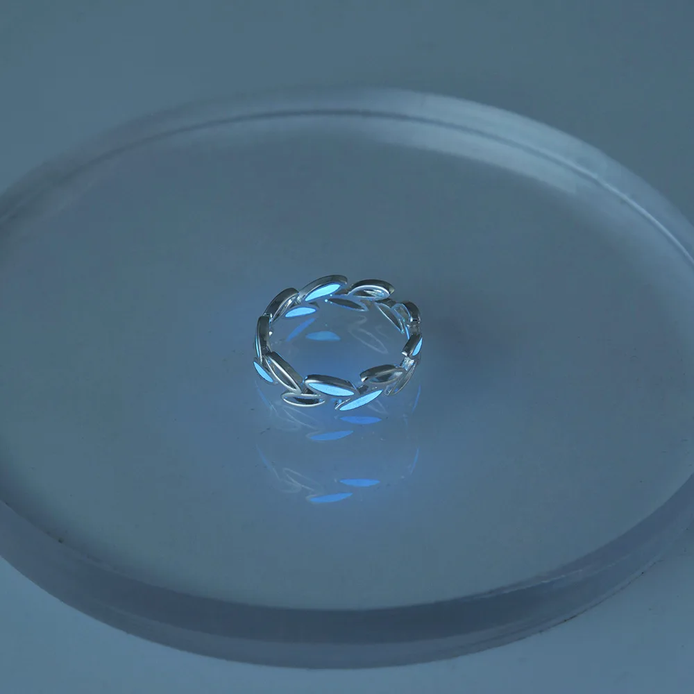 Регулируемое светящееся кольцо с полым сердцем светящиеся в темноте серебряные