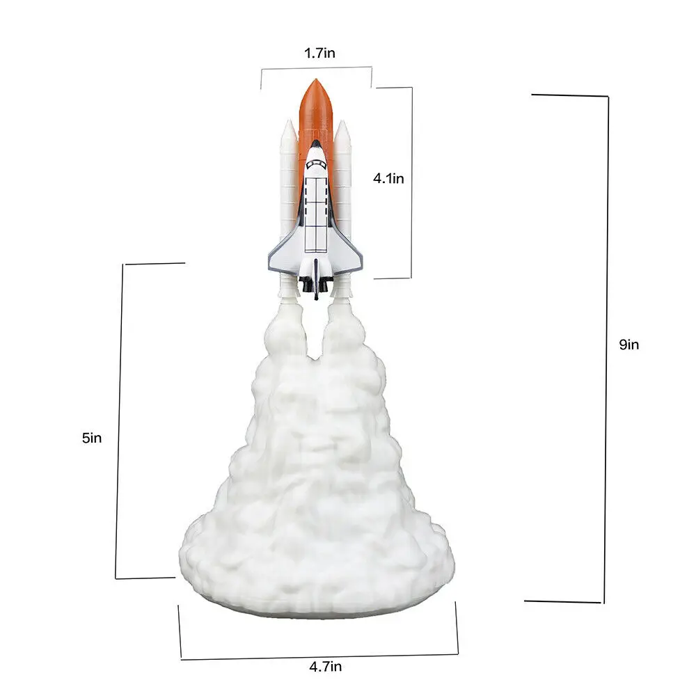 

1PC Creative 3D Print Space Shuttle Rocket Night Light LED Table Desk Lamp Room Decor Gift Household Decorations