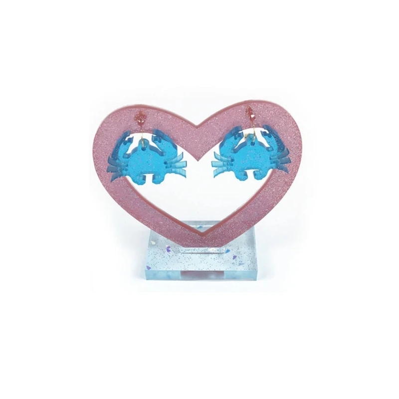 

2021 New Love Heart Earrings Display Stand Epoxy Resin Mold Ear Dangles Showing Rack Silicone Mould DIY Crafts Jewelry Organizer