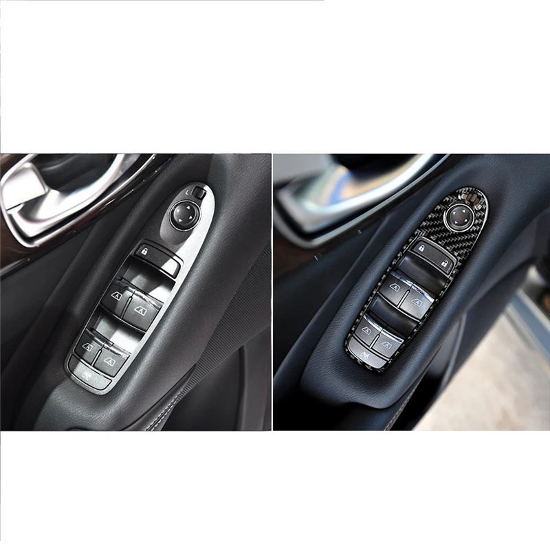 

4PCS/SET Car styling Carbon Fiber Sticker for Infiniti Q50 Q60 2014-2019 Window control panel frame cover Sticker
