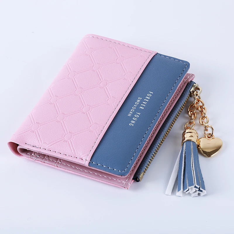 Новинка кошелек на молнии с кисточками женский двойной цвет кожаные кошельки для