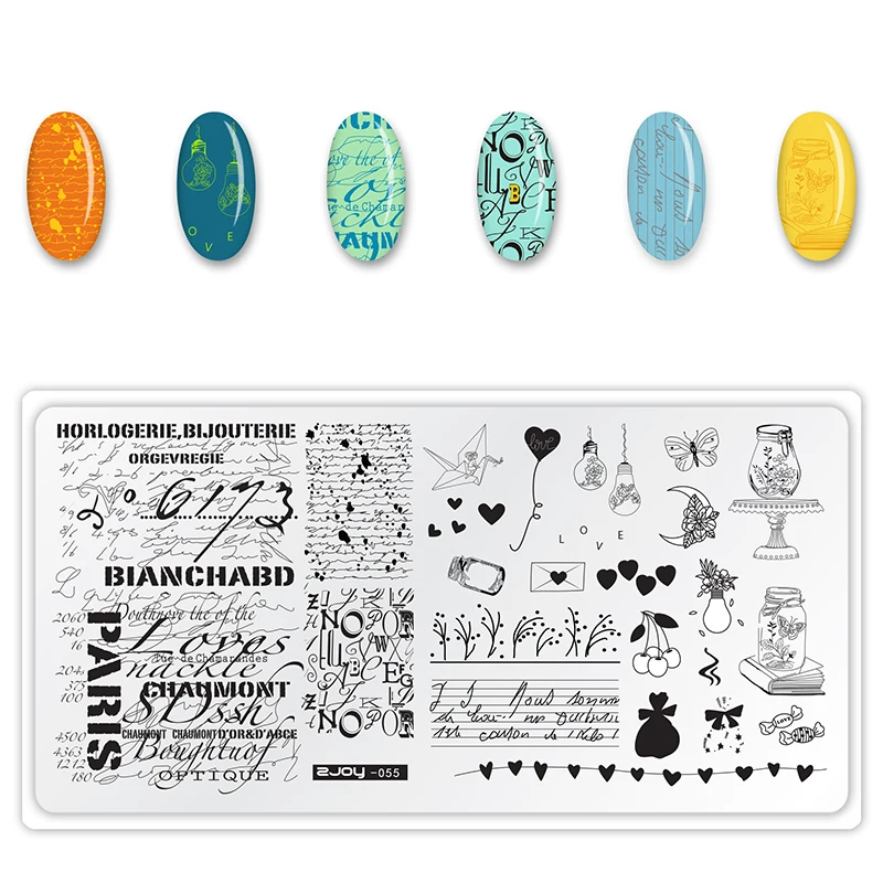 zjoy55 6,5*12,5 см пластины для штамповки ногтей лист Цветы бабочка собака дизайн ногтей штамп шаблоны трафареты дизайн лак Инструменты для маникюра - Цвет: zjoy55