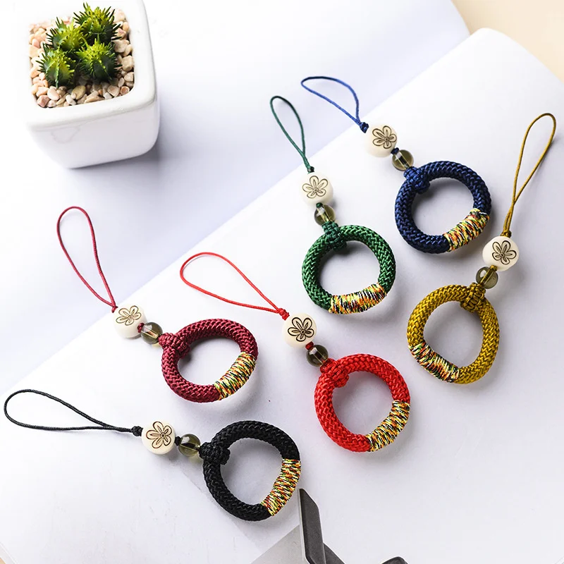 

Hand-woven mobile phone ring buckle lanyard short chain personality creative male car keychain U disk pendant lanyard for keys
