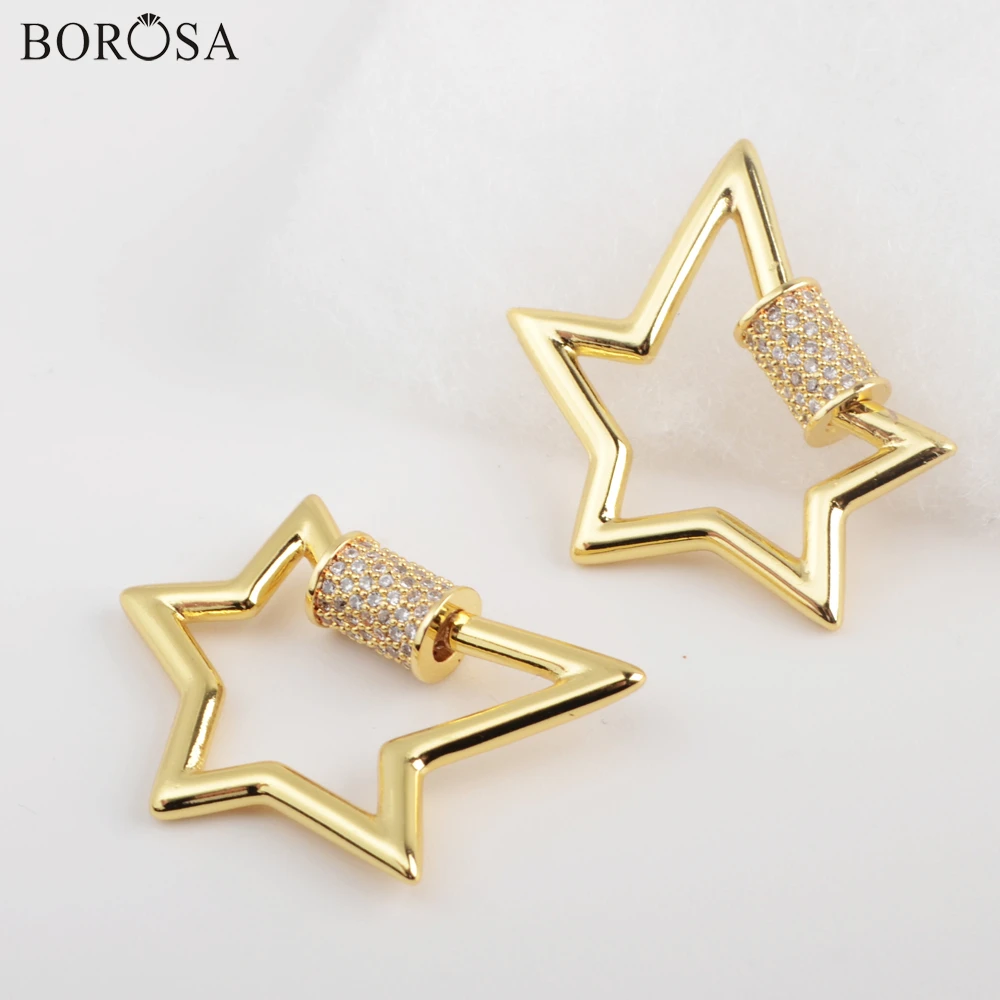 

BOROSA Золотая Звезда винтовая застежка соединитель модная микро выложенная CZ Звезда застежка для женщин ожерелье изготовление браслетов зас...