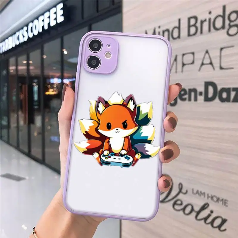 

Anime funny foxs lovely cute Phone Case Matte Transparent for iPhone 7 8 11 12 s mini pro X XS XR MAX Plus cover funda