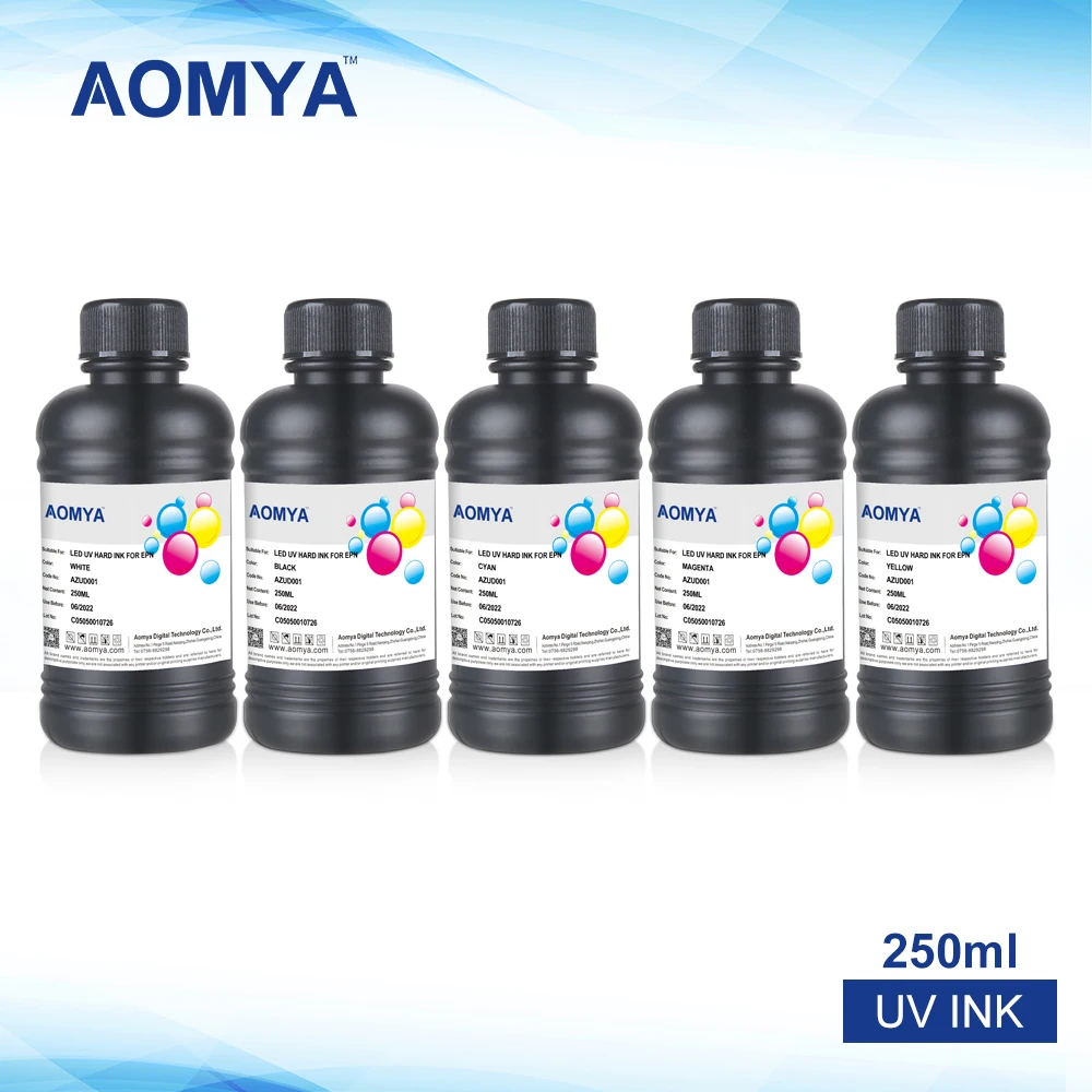 

[250ml*6] UV LED Ink For Epson UV Flatbed Printer for PVC Phone Cases and All Soft Material (BK/C/M/Y/2White)