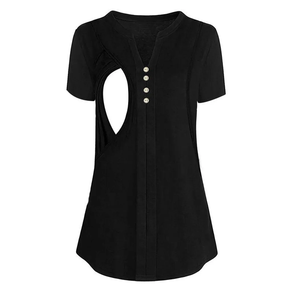 2020 женская блузка для беременных с коротким рукавом однотонные топы кормящих мам